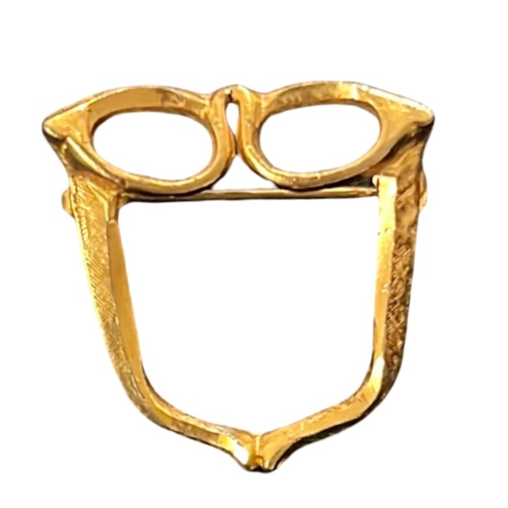 Vintage Gold Plated Retro Cat Eye Sunglasses Holder Brooch